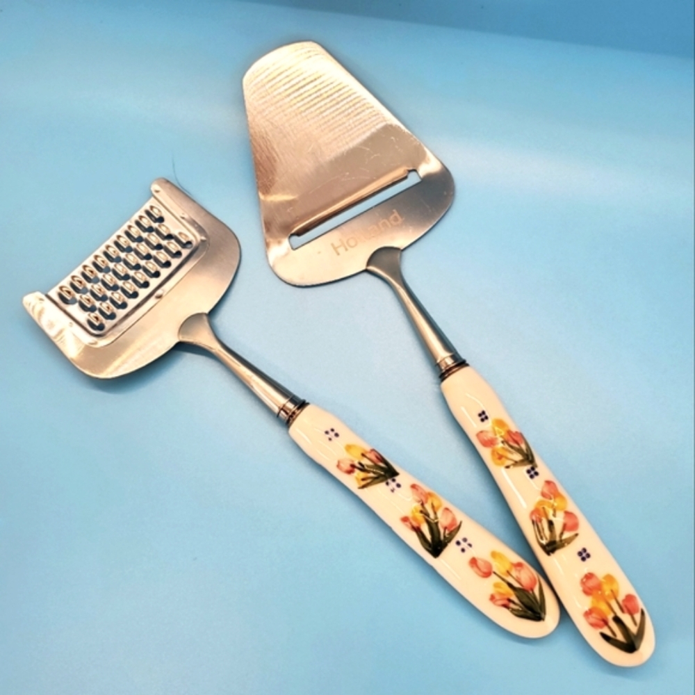 Holland Stainless Steel Cheese Slicer and Grater Porcelain handles